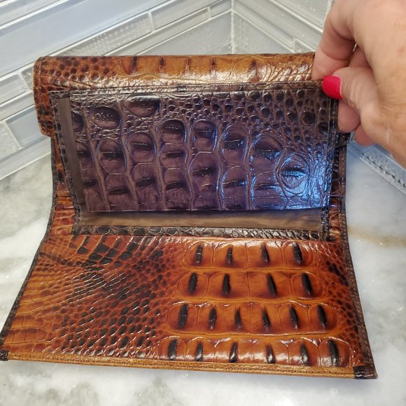 Brahmin Croc Embossed Continental Wallet with Checkbook Cognac - Picture 5 of 7